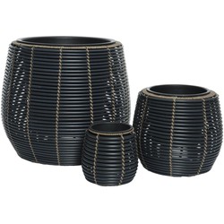 Pot polyrattan d17 h17 cm grijs