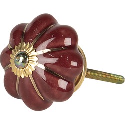 Clayre & Eef Deurknop  Ø 4 cm Rood Keramiek Meubelknop