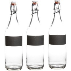 3x Decoratie flessen met tekstvak - Decoratieve flessen