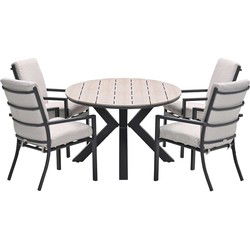 Garden Impressions Senja tuinset 5-delig desert sand - Tulli tuintafel 180x115 cm - light teak vironwood