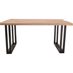 Feel Furniture - 220x100 Eettafel - Massief Boomstamblad Eiken - Constructed oak - 5 cm dik - Twin U Frame