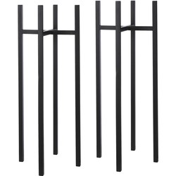 Mica bloempot plantenstandaard/verhoger - 2x - zwart - 37.5 x 95 cm - Plantenstandaarden