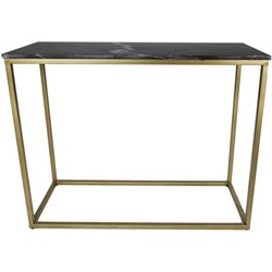 HSM Collection-Wandtafel Marseille-100x35x75-Zwart/Goud-Marmer/Metaal