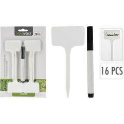 Pro Garden Plantenstekers plastic stokjes - set 16x - 15 cm - planten/kruiden labelen - kweekkassen