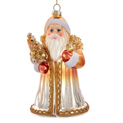 Ornament glas santa l17cm goud