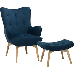 Beliani VEJLE - Fauteuil-Blauw-Fluweel