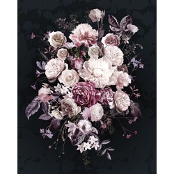 Komar fotobehang Bouquet Noir roze en zwart - 200 x 250 cm - 611620
