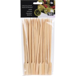 Bamboe houten sate prikkers/stokjes - 50x stuks - lengte 20 cm - BBQ spiezen - prikkers (sate)
