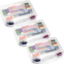 Plasticforte Opbergkoffertje - 4x - 8 vaks - kunststof - transparant - Opbergbox