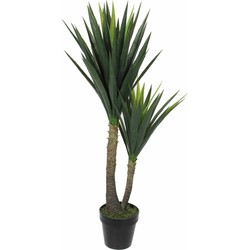 Groene Yucca kunstplanten 120 cm met zwarte pot - Kunstplanten