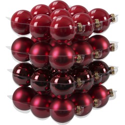72x stuks glazen kerstballen rood/donkerrood 6 cm mat/glans - Kerstbal