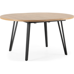Uitschuifbare ronde tafel van 120 tot 150 cm met zwarte metalen poten - CLEO