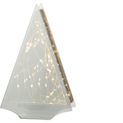 J-line - Decoratie Led Driehoek Glas Goud Large - 18.5x6x29.5cm