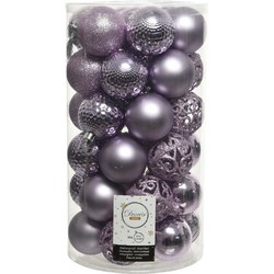 Decoris Kerstballen - 37x st - lila paars - D6 cm - kunststof - Kerstbal