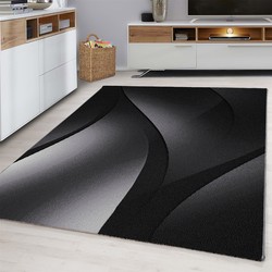 Plus Vloerkleed - Laagpolig Tapijt Woonkamer - Zwart / Grijs- 80x150 CM