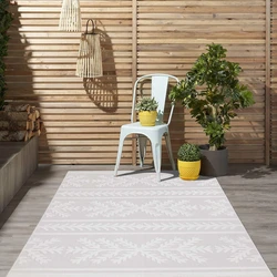 Caprenia Buitenkleed Crème vloerkleed - Indoor & Outdoor - 120 X 120 Rond CM