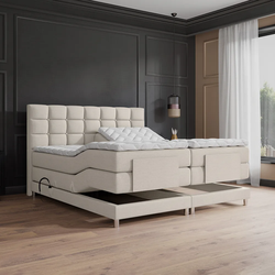Boxspringbed - Elektrische  - Dublin - Beige 180x200 Inclusief  cm matras en topper Comfortschuim