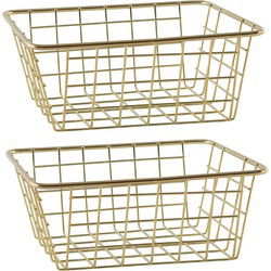 Svenska Living Draadmand - 6x - goudkleurig - 20 x 15 x 8 cm - opbergmand - Opbergmanden