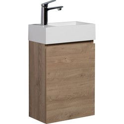 Badplaats Toiletmeubel Angela 40 x 22 cm - Kastanje eiken - Fonteinmeubel met Wastafel