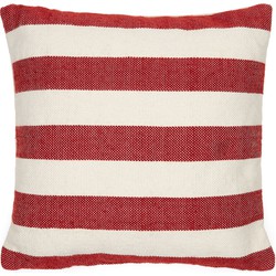 Kave Home - Nans kussenhoes 100% PET rood-wit gestreept 45 x 45 cm