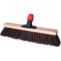 Buemag Bezemkop - Arenga/Elaston mix - zwart/rood - hard - hout - 40cm - Bezem