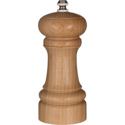 Pepermolen/zoutmolen hout beige 14 cm - Peper en zoutstel