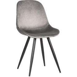 LABEL51 Eetkamerstoel Capri - Grijs - Fluweel - Black Frame