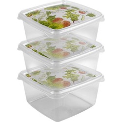 12x Voedsel plastic bewaarbakjes 1,3 liter transparant - Vershoudbakjes