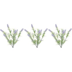 3x Groene/lilapaarse Lavandula lavendel kunstplanten 44 cm bundel/bosje - Kunstplanten
