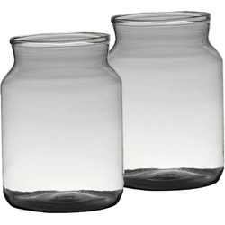 Set van 2x stuks bloemenvazen van gerecycled glas 30 x 21 cm - Vazen