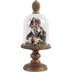 Clayre & Eef Glazen Stolp  Ø 9x21 cm Goudkleurig Kunststof Glas Rond Kerststolp