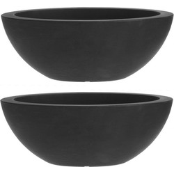 2x stuks donker grijze plantenpot 52 x 24 cm ovaal - Plantenpotten