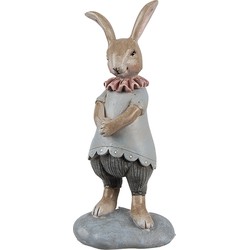 Clayre & Eef Decoratie Beeld Konijn 13 cm Beige Blauw Kunststof