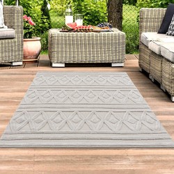 Tapijtenloods In- & Outdoor 3D Buitenvloerkleed Santorini Creme - 120x170 CM