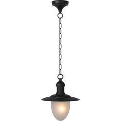 Hangende rustieke buitenlamp met glas zwart of roest E27