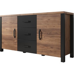 Meubella Dressoir Olivia - Zwart - Eiken - 147 cm