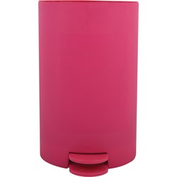 MSV kleine pedaalemmer - kunststof - fuchsia roze - 3L - 15 x 27 cm - Badkamer/toilet - Pedaalemmers