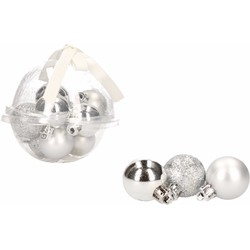 36x-delige mini kerstballenset zilver 3 cm - Kerstbal