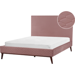 Beliani BAYONNE - Tweepersoonsbed-Roze-Fluweel