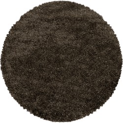 Tapijtenloods Pearl Soft Rond Hoogpolig Vloerkleed Bruin- 80 CM ROND