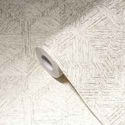 Livingwalls behang geometrische vormen wit en goud - 53 cm x 10,05 m - AS-386903