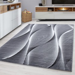 Tapijtenloods Parma Design Vloerkleed Zwart / Grijs Laagpolig- 80x300 CM