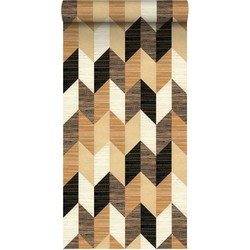 ESTAhome XXL behang grafisch motief zwart, bruin en beige - 50 x 900 cm - 158919