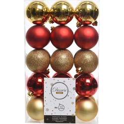 30-delige kerstballen set goud/rood - Kerstbal
