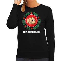 Bellatio Decorations Foute Kersttrui/sweater voor dames - not talking to you - zwart - kerstfeestA  L - kerst truien