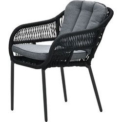 Pescara dining fauteuil - carbon black -rope black - mystic grey