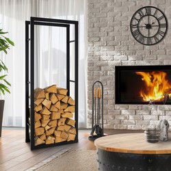Haardhoutrek 60x150x25 cm Zwart Metaal ML-Design