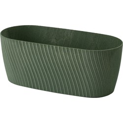 Form Plastic Plantenbak/bloembak Waves - kunststof - donkergroen - L27 x B12 x H11 cm - Plantenpotten