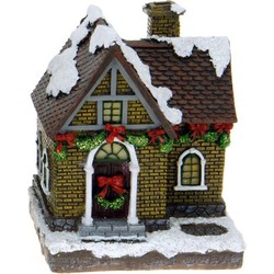 1x Verlichte kerstdorp huisjes/kersthuisjes 13,5 cm - Kerstdorpen