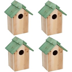 4x Groen vogelhuisje voor kleine vogels 24 cm - Vogelhuisjes